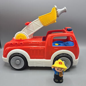 Fisher Price Little People Lift 'n Lower Fire Truck Engine Sounds Lights Tested